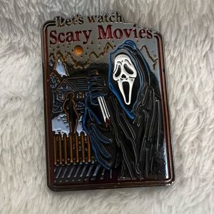 Let’s watch scary movies scream ghost face horror lapel pin